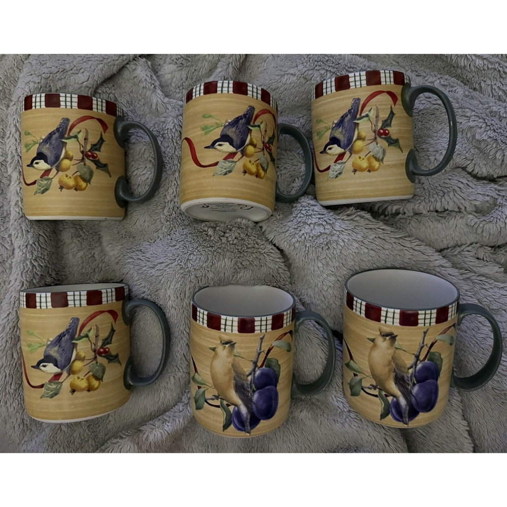 Set Of 6 Lenox Winter Greetings Everyday (4) “Nuthatch” (2) “Tartan Waxwing” EUC